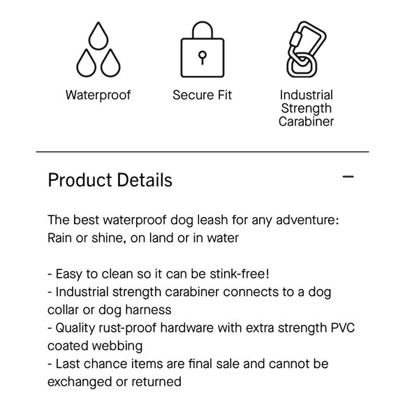 NWT LARGE Canada Pooch Waterproof & Odor Resistant Black Dog Collar & Leash Set - Picture 10 of 11